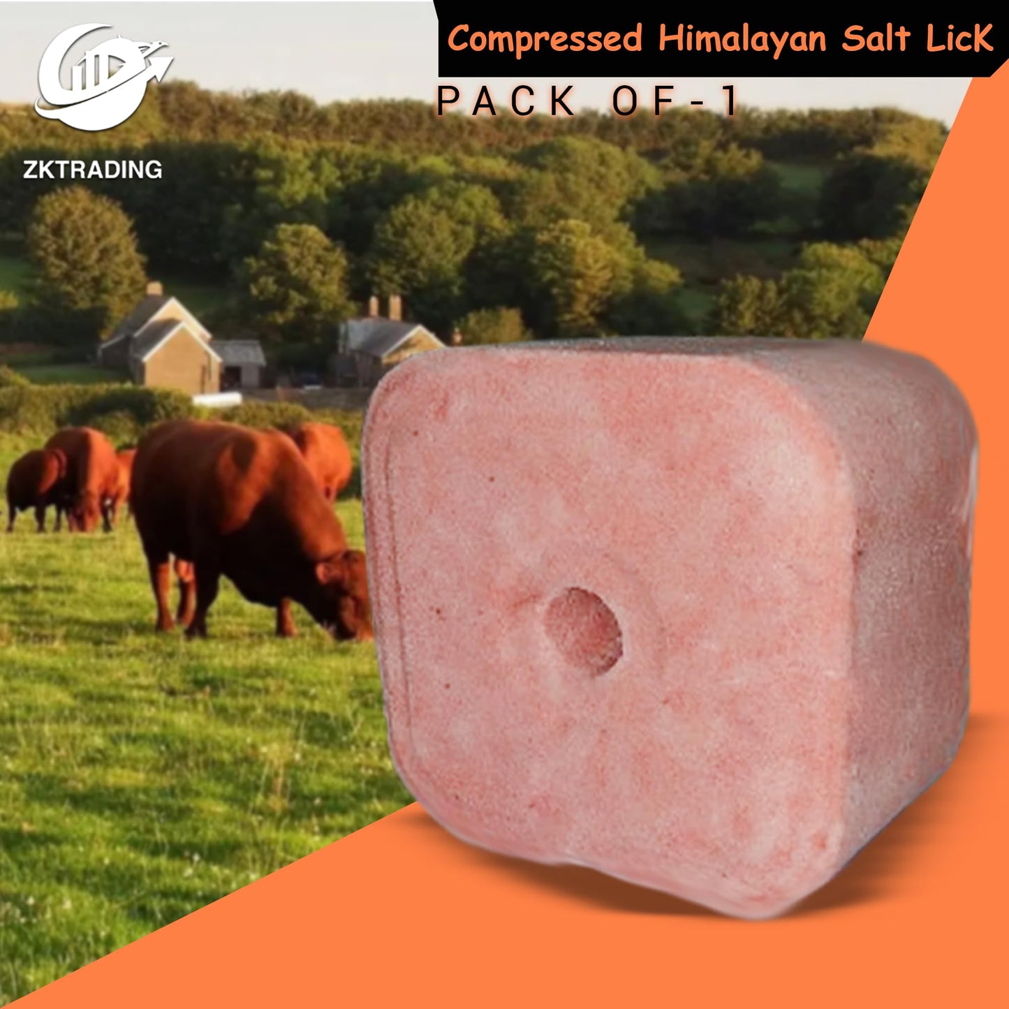 ZKTRADING Compressed Himalayan Salt Lick for Animals – 3KG Natural Mineral Block Hanging Rope Included – Long-Lasting & Weather Resistant – Ideal for Horse, Cow, Deer, and Livestock. (Pack 1)