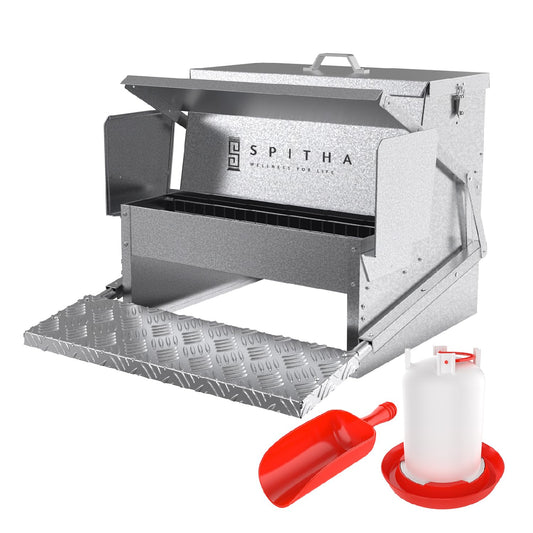 SPITHA Automatic Chicken Feeder-Large Metal Poultry Feeder(40lb Feed Capacity)16 Chickens for 14 Days Chicken Feeders No Waste Auto Food Dispenser Chickens Coop Accessories Chicken Food for Laying Hen