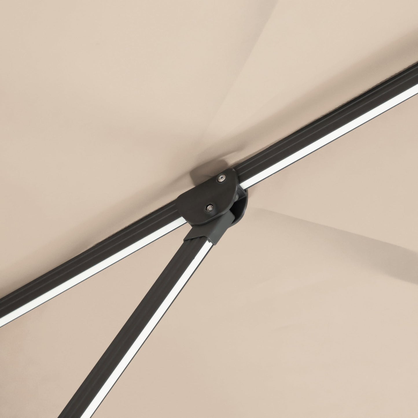 Greemotion Pire 8-foot Cantilever UV-resistant Shade Rotation Tilt Umbrella with Heavy Base and Built-in Solar Panel LED Light for Outdoor, Porch, Pool, Deck, Beige