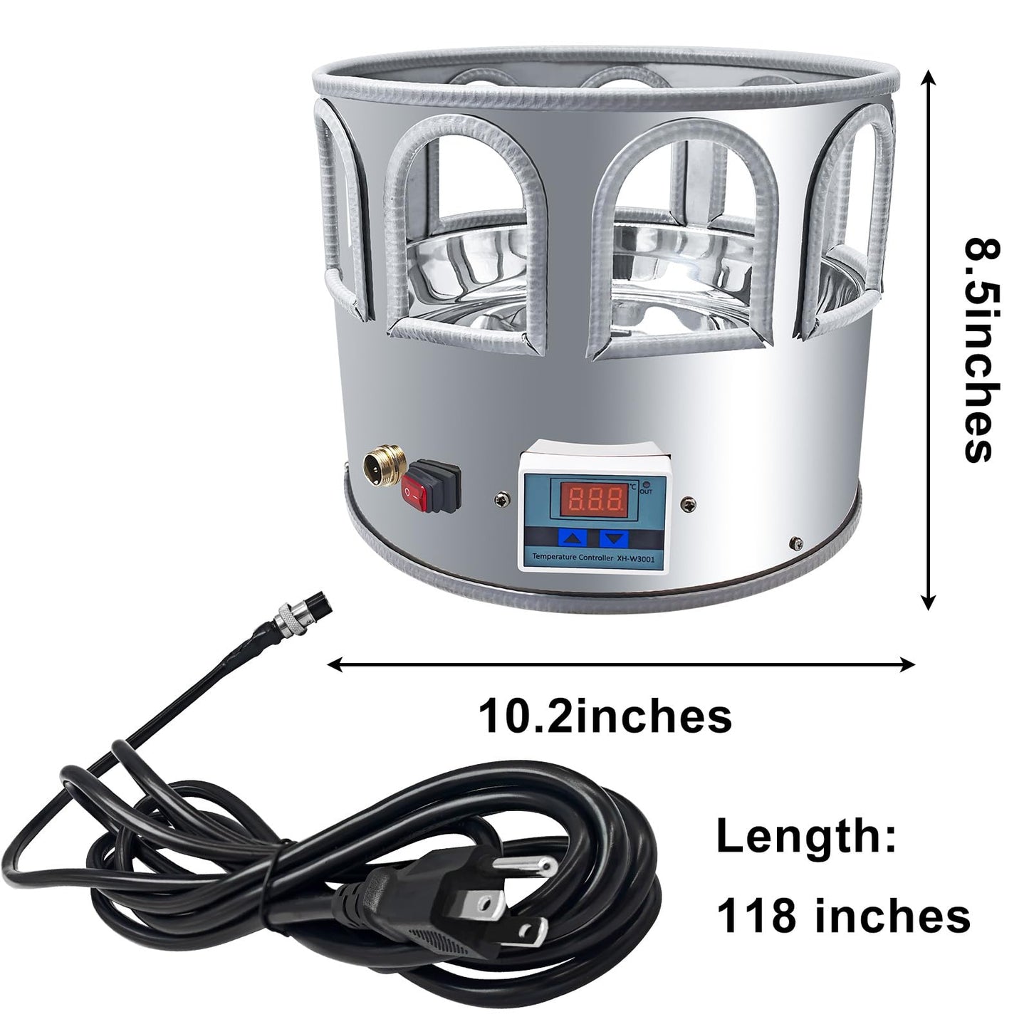 Heated Chicken Waterer - 5 Gallon Metal Base With Temperature Indicator for Winter - For Chickens, Ducks, Pigeons (Does Not Contain Buckets)