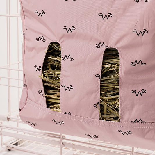 Rabbit Hay Feeder Bag, Guinea Pig Hay Feeder Storage,Sack Hay Bag Feeding Bag Storage for Chinchilla Hamsters Rabbit Guinea Pig Small Animals (Pink, XL)
