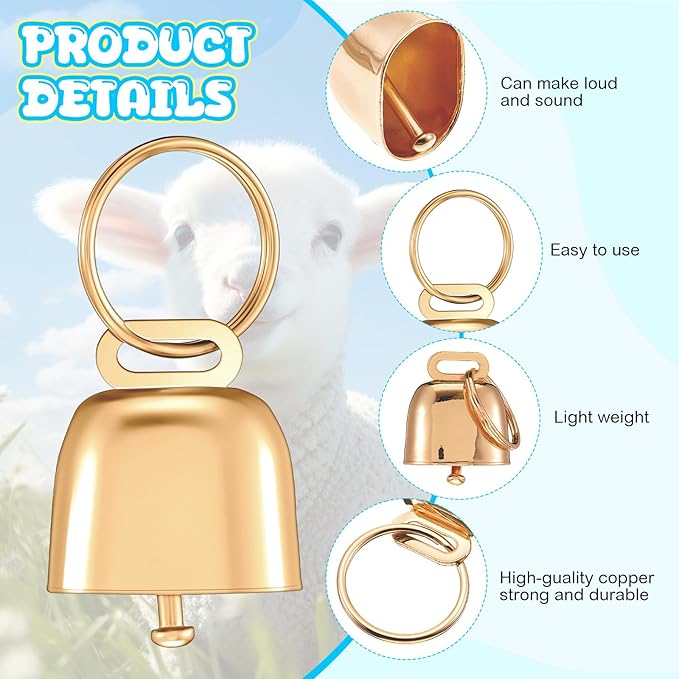 Talltalk 2 Pack Goat Collars with Bells Grazing Copper Bell and Adjustable Nylon Collar Set Loud Bronze Bell for Farm Sheep Cow Sheep Dog Accessories Christmas Thanksgiving Gift(Lemon, Bee)
