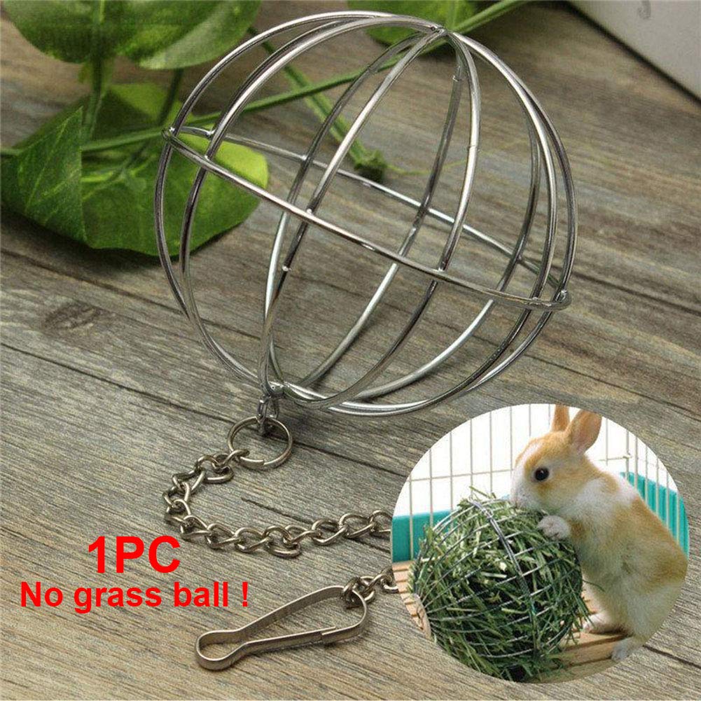 UXELY Metal Food-Ball, Guinea Pig Hay Feeder, 8/13cm Feed Ball for Rodents, Rabbit Grass Manger Holder Feeding Dispenser for Bunny, Stainless Steel Frame