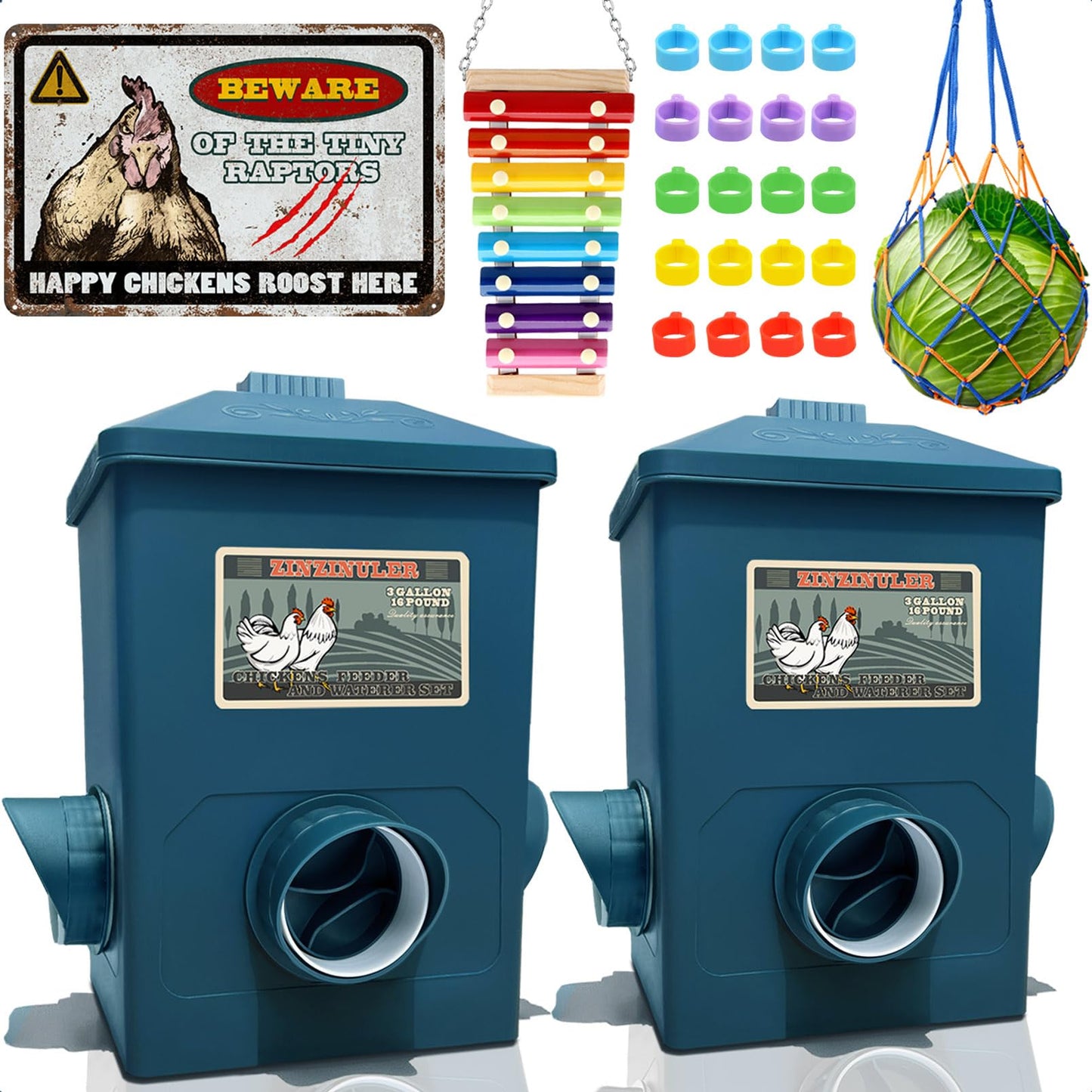 Chicken Feeder, Hanging Automatic Chick Feeders, Chicken Coop Accessories(52 Pounds / 2 Pcs)