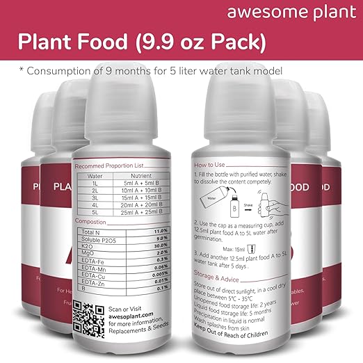 600ml Hydroponic Plant Food (6 Pack), Hydroponic Nutrients Fertilizer Supplies for Hydroponics Growing System, Compatible with AeroGarden and All Gardens, for Herbs Vegetables Flowers
