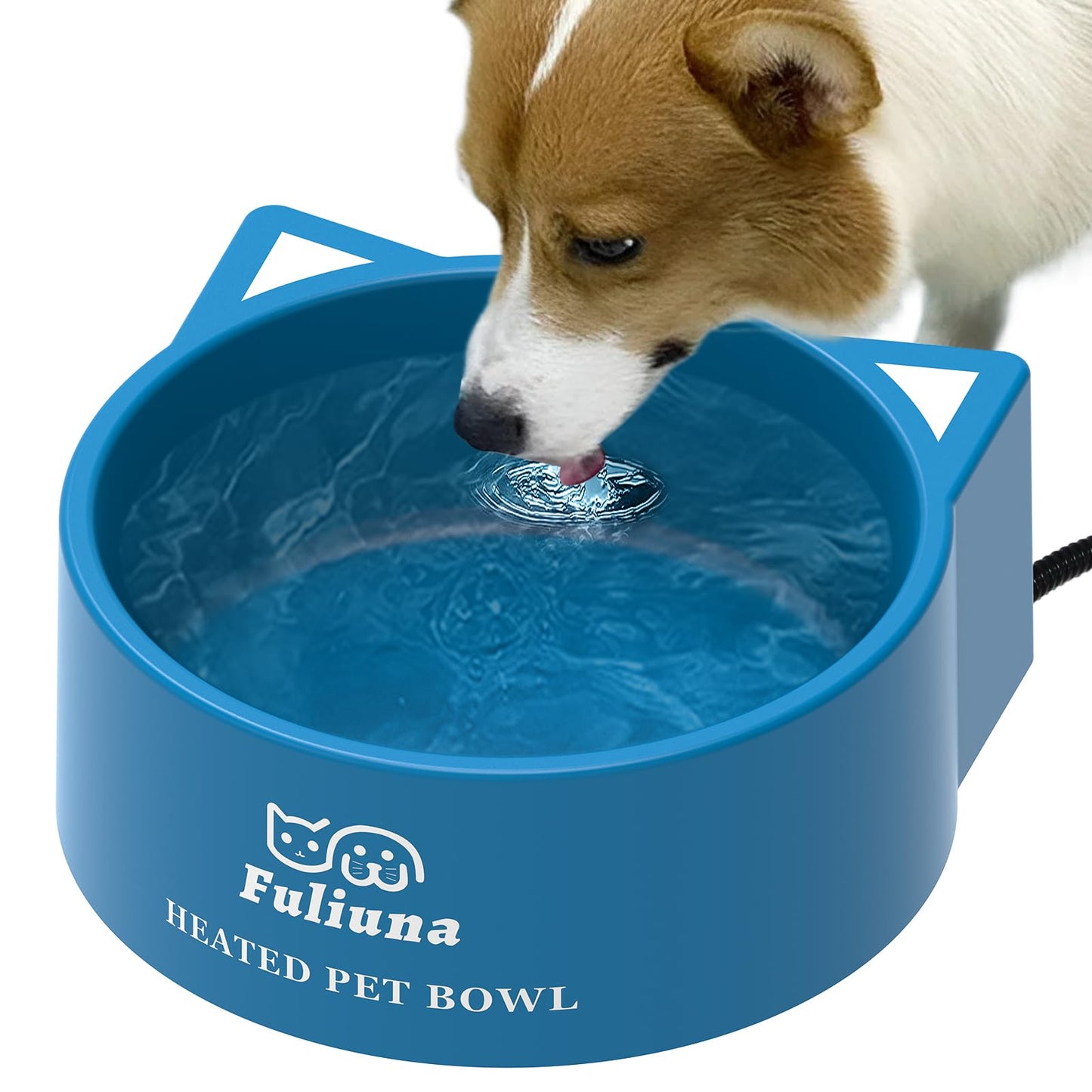 Alpcouts Heated Water Bowl for Outdoor Dog & Cat, Large Heated Dog Bowl Provides Drinkable Water in Winter, Outside Heated Pet Bowl with 78.7in Anti Chew Cord for Dogs Cat Bird Chicken Duck,108 OZ/30W