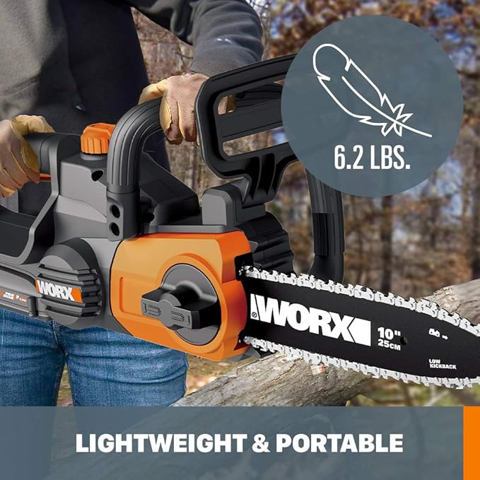 Worx 20V 10" Cordless Chainsaw Power Share with Auto-Tension (Tool Only) - WG322.9