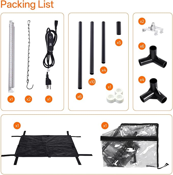 Bstrip Indoor Greenhouse with Grow Light, Mini PVC Tent with PE Base Mat, Ventilation Windows & Zippered Door, 18W Tabletop Greenhouse Light for Seed Starting with Timer, 23.8" x 15.7" x 20.5"