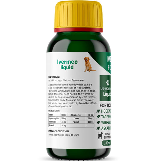 QIFEISHANKA lvermect Dewormer Liquid for Dogs, Broad Spectrum for All Wormer, Digestive Cleanser Treatment, Hookworms, Lung Worms, Pin Worms, Round Worms