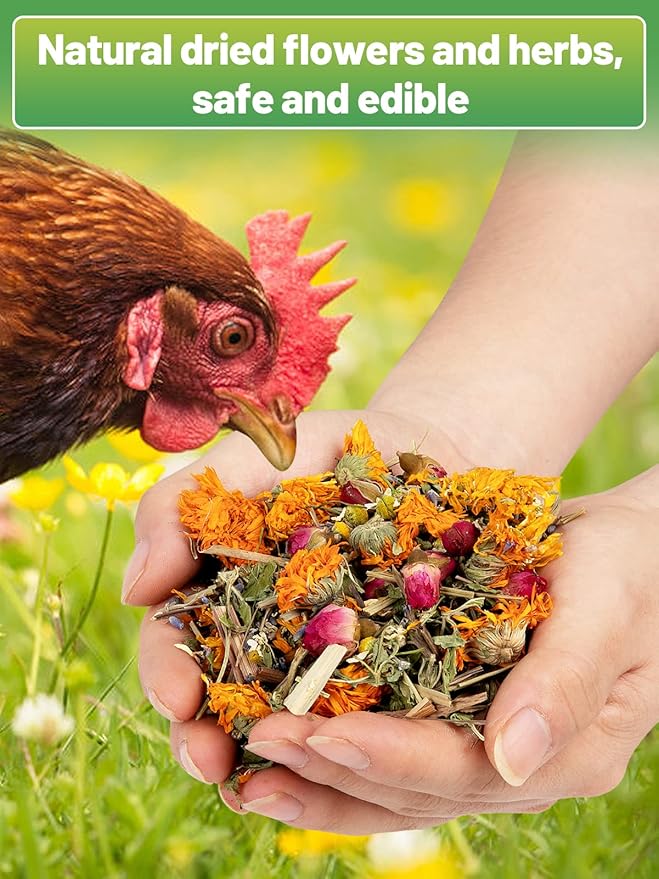 14 Oz Chicken Nesting Herbs - Natural Nesting Box Feed Herbs in 6 Dried Flower & Herbs for Freshening Bedding Chicken Coop Create Comfortable Environment