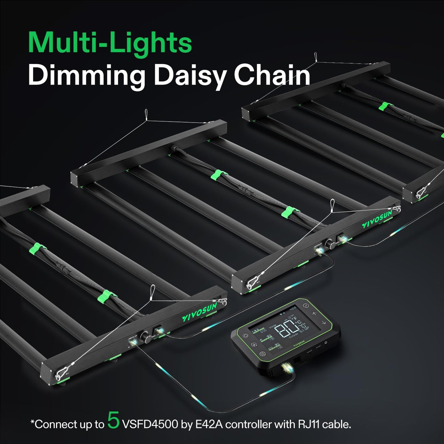 VIVOSUN Patented Design VSFD4500 LED Grow Light, 450W Removable Dimmable Plant Grow Light with 6 Dimming Option - Full Spectrum and UR/IR Light for Indoor Plants