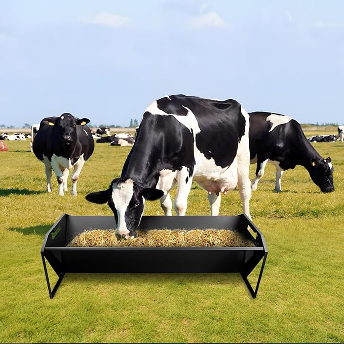 Livestock Feeding Trough 45", Heavy Duty 22 Gallon Capacity Livestock Trough, Galvanized Steel Sheep Feeder Trough for Horse, Goat, Sheep, Cattle, Cow, Alpaca