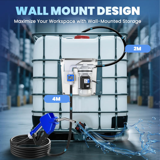 Mxmoonant DEF Transfer Pump Kit, 13.2GPM Diesel Exhaust Fluid Diaphragm Self Priming Electric Water Pump kit for DEF Nozzle, EDPM Hose, Flow Meter (110V US Plug)