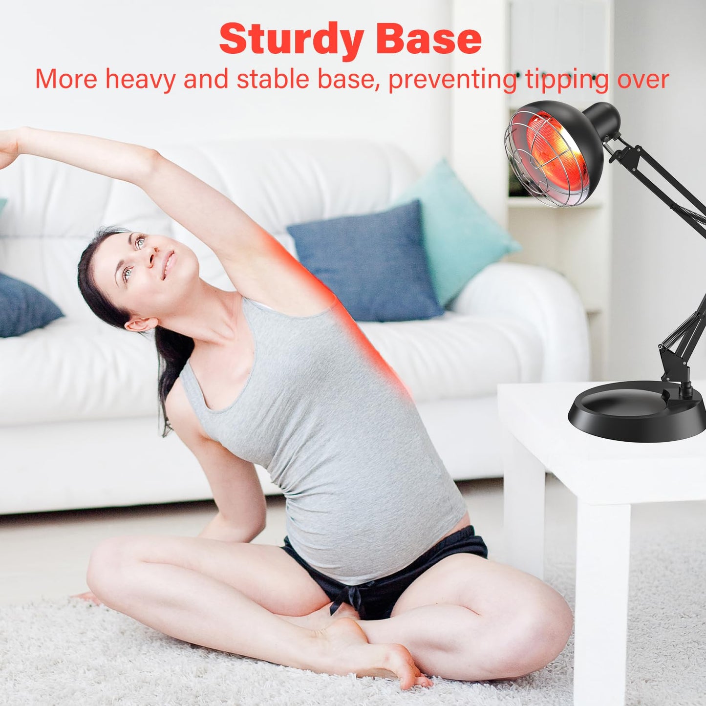 Infrared Light Heat Lamp, Near Red Light Therapy for Body Muscle Joint Pain Relieve 150W Bulb with Adjustable Stand, Timer