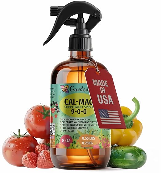𝐏𝐑𝐄𝐌𝐈𝐔𝐌 Ultra Pure Professional Grade Cal-Mag Fertilizer Spray - 8oz Bottle - High-Grade Calcium, Magnesium & Iron Plant Supplement - Corrects Common Plant Deficiencies (9-0-0 NPK)