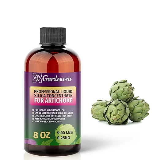 𝐏𝐑𝐄𝐌𝐈𝐔𝐌 Liquid Silica Plant Supplement - 8oz (250mL) - ARTICHOKE Plants Liquid Silica Boost Fertilizer - Stronger Stems & Healthy Leaves for Indoor & Outdoor Artichoke Plants (Makes 45 Gallons)