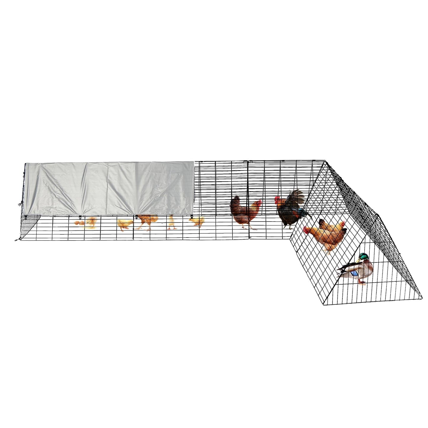 Metal Chicken Coop, Chicken Tunnels for Outside, Chicken Runs for Yard with Cover, Metal Poultry Cage for Hens, Ducks, Rabbits