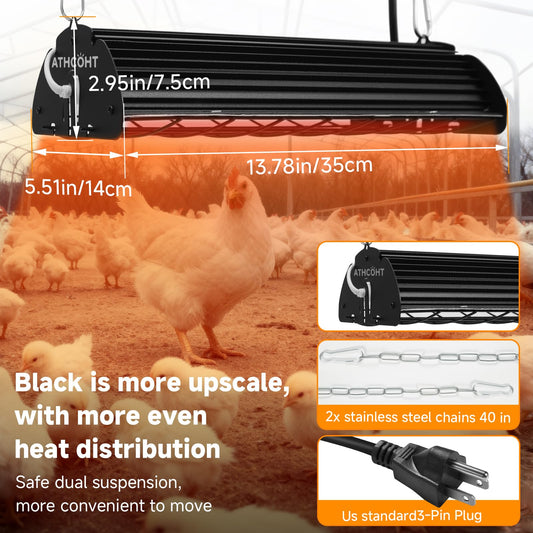 Large Chicken Coop Heater Lamp, 400W Carbon Fiber Heating Plate, Adjustable Temperature & Height, Safe Overheat Protection, Ideal for Poultry, Chicks, Livestock & Pets