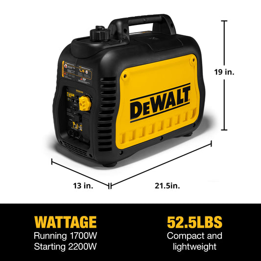 DeWalt 2,500-Watt Portable Inverter Generator - Gas Powered - Quiet, Long Runtime - Compact and Lightweight - Manual Start - Home Backup, RV, Camping, Jobsite Ready