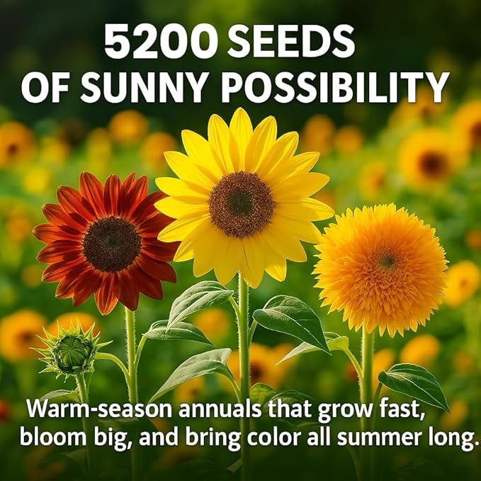 NatureZ Edge 5200+ Sunflower Seeds for Planting Bulk Variety Pack, Get More Sunflower Seeds to Plant, from Dwarf Sunflowers to Giant Sunflower Seeds, Includes Mammoth Sunflower Seeds, Non-GMO