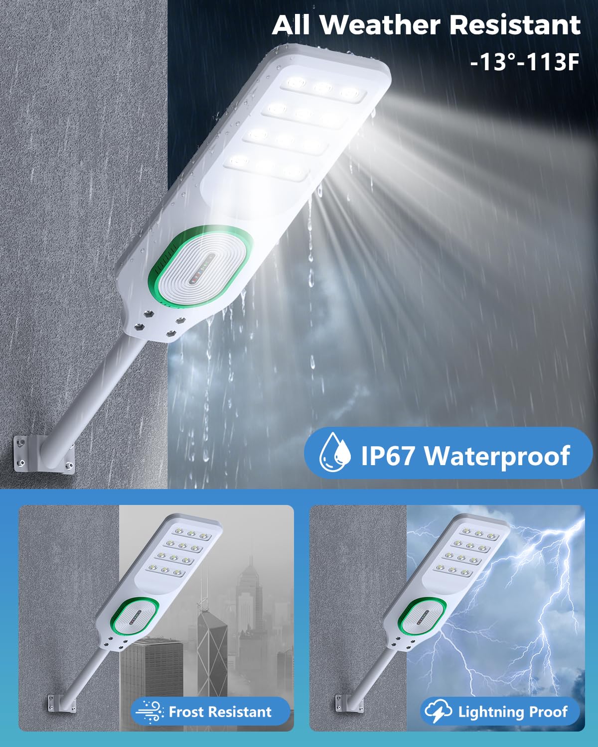 AIKVSXER L-8500W Solar Street Lights Outdoor, Commercial Dusk to Dawn Parking Lot Light, 6500K Waterproof IP67 Solar Security Flood Lights with Motion Sensor and Remote for Street,Yard, Road, 2 Pack