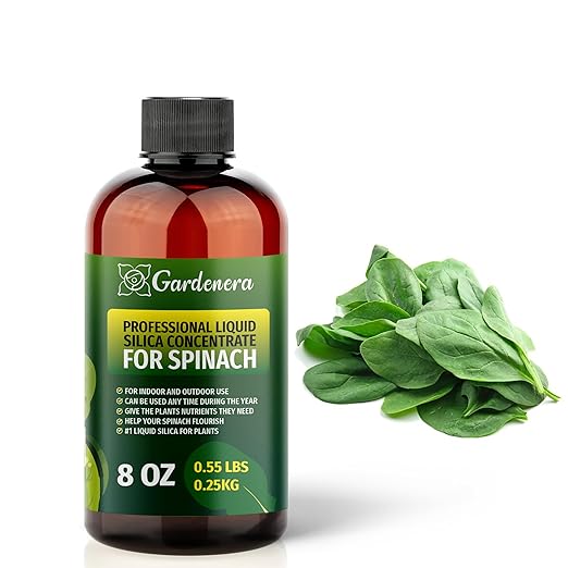 𝐏𝐑𝐄𝐌𝐈𝐔𝐌 Liquid Silica Plant Supplement - 8oz (250mL) - Spinach Plants Liquid Silica Boost Fertilizer - Stronger Stems & Healthy Leaves for Indoor & Outdoor Spinach Plants (Makes 45 Gallons)