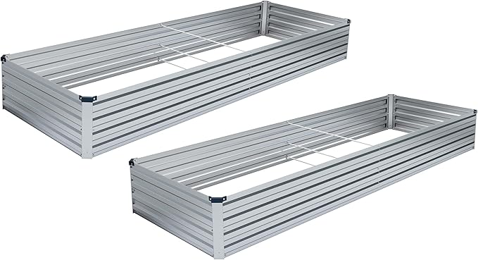 MGNO 2pcs 8x4x1FT Galvanized Raised Garden Bed-Outdoor Planter Box for Vegetables-Metal Garden Bed,Rectangle Planting Box for Herb,Flower