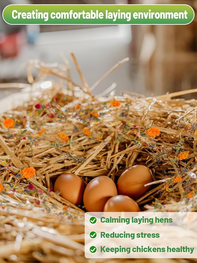 7 Oz Chicken Nesting Herbs - Natural Nesting Box Feed Herbs in 6 Dried Flower & Herbs for Freshening Bedding Chicken Coop Create Comfortable Environment