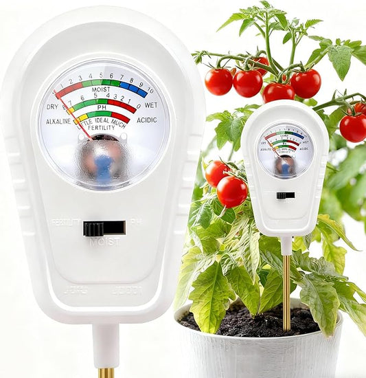 Soil Test Kit 3-in-1, Soil Moisture Meter, Soil PH Meter, Fertility Soil Tester, Soil Tester for Garden, Lawn, Farm, Outdoor & Indoor Use (Pearl White)