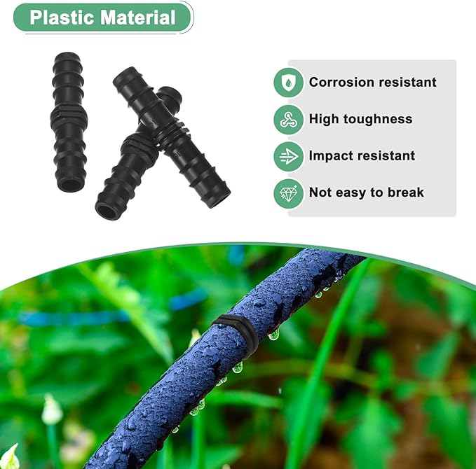 10-Pack Drip Irrigation Barbed Fittings, for 15mm Tubing Connector Plastic Coupling Irrigation Parts for Garden/Greenhouse/Aquarium/Flower Pot, Drip Pipe Accessories