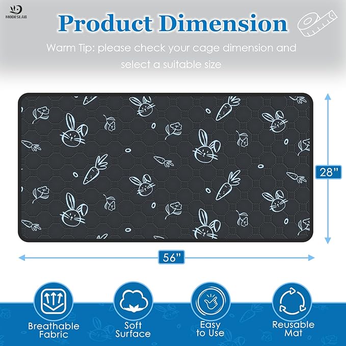 2-Pack Guinea Pig Cage Liner Washable, 28in x 56in Ultra-Absorbent Guinea Pig Bedding for Cage Non-Slip Leak-Proof Pee Pads for Dogs Rabbit Bunny Cat Litter Mat, Navy