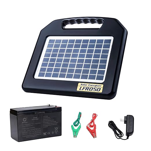 Solar Electric Fence Charger - 0.65 Joules 35 Mile Range Portable Solar Powered Electric Fence Charger, Integrated Machine for Livestock and Garden Protection