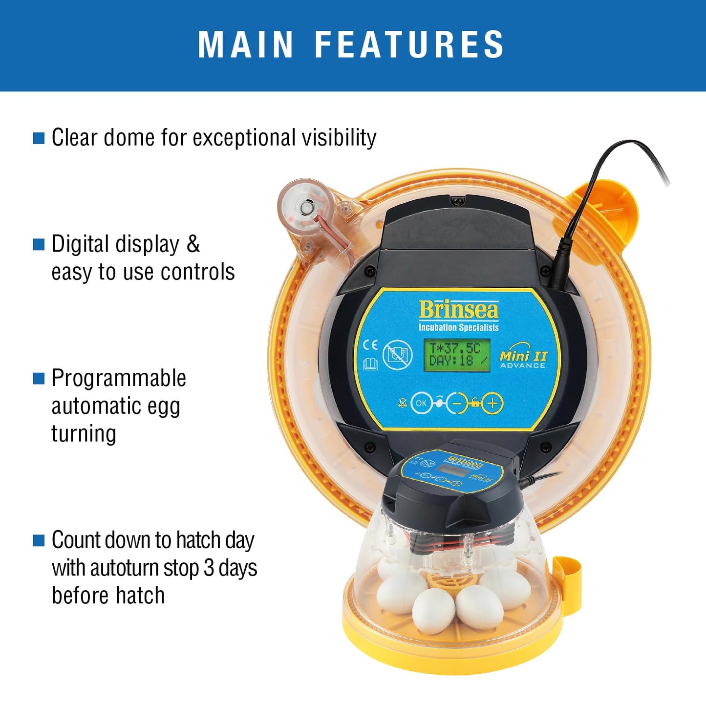 Brinsea Mini II Advance Egg Incubator with Automatic Egg Turning and Temperature Control for Hatching 7 Chicken, Duck, or Other Eggs, Ideal Incubator for Hobbyists, Teachers, and Learners