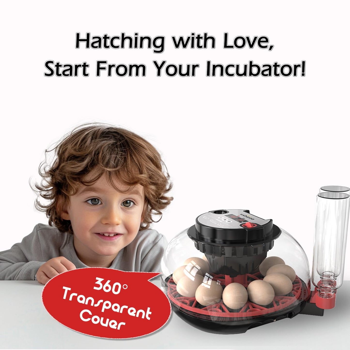 WYD2ANG Smart Chicken Incubators for Hatching Eggs with Automatic Turner Small Poultry Duck Quail 12 Egg Incubator Temperature Control Display Hatcher Machine (M12 Pro)