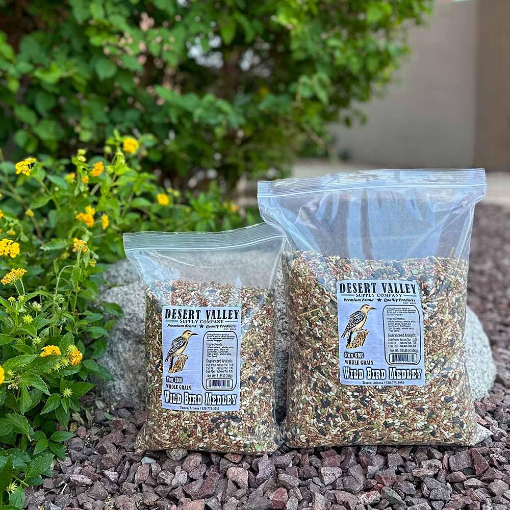Desert Valley Premium Whole Grain Scratch Feed- Non GMO - Nutritious Treat for Chickens, Ducks, Wild Birds & More (5-Pounds)