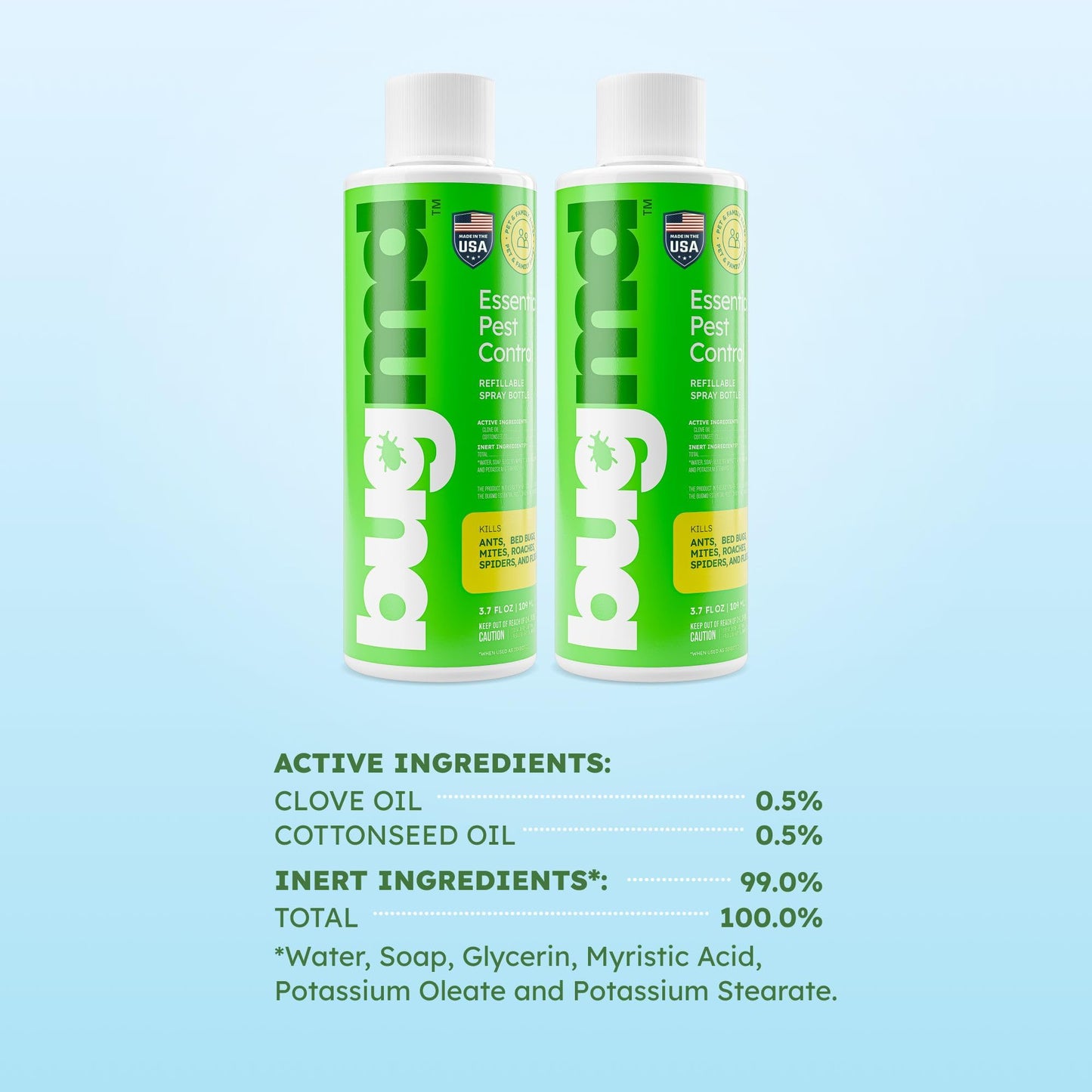 BugMD Pest Control Essential Oil Concentrate (3.7 oz, 2 Pack) - Plant Powered Bug Spray Quick Kills Flies, Ants, Roaches, Mosquitoes, and More