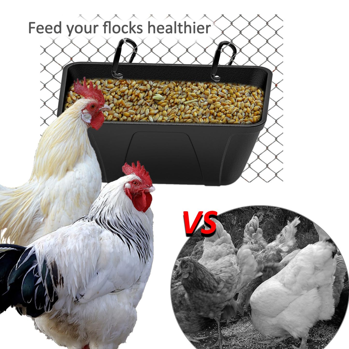 Fence Hanging Chicken Feeder for Duck, Piglets, Goat Feeder Poultry Feeding Container for Livestock Feed Trough Water Bucket(2)