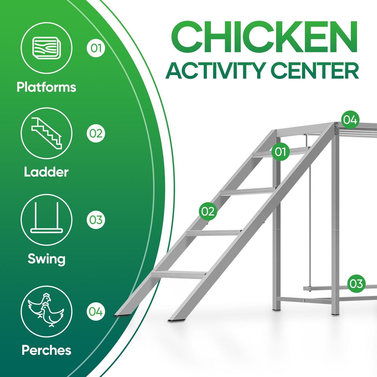 Chicken Coop Perches with Swing, Chicken Roosting Bars, Chicken Run Accessories Toy, Wooden Ladder for Pet's Healthy & Happy, Sturdy and Easy to Clean, Suitable for Backyard Farm