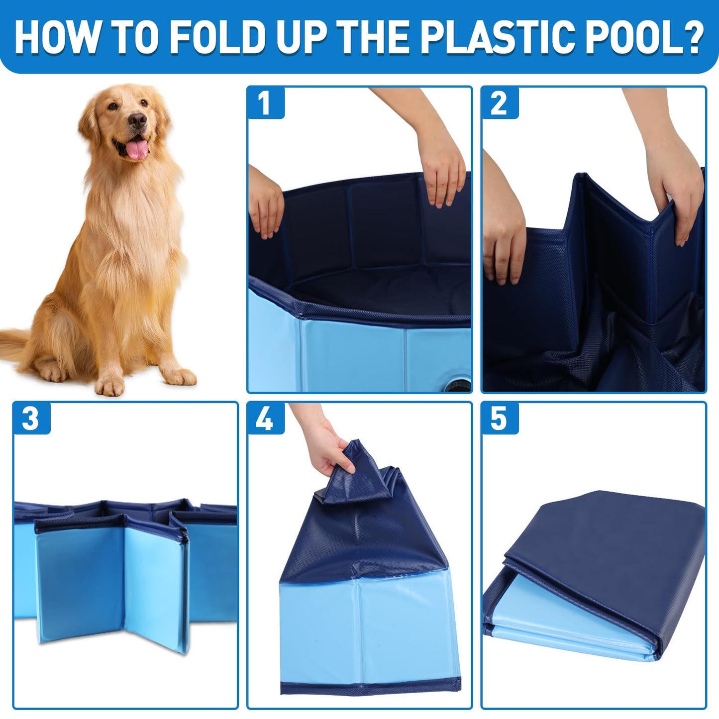 Hdnbsp Foldable Duck Pool, Portable Hard Plastic Duck Pond Tub, Collapsible Duck Pools for Pet Ducks, Dogs and Cats – Indoor & Outdoor Use, Hard Shell, Easy to Clean and Store