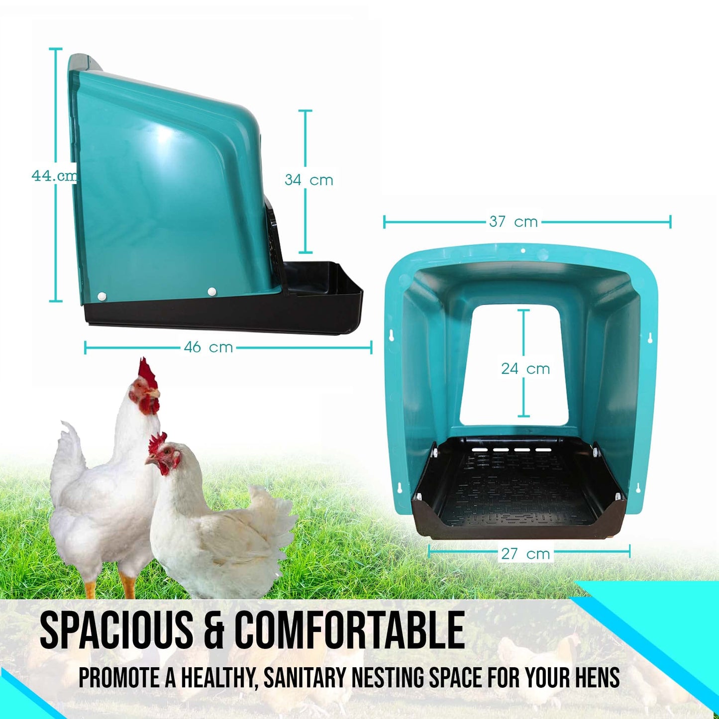 TOSSCA Nesting Boxes for Chicken Coops | Roll Away Hen House for Laying Eggs | Durable Plastic Chick Brooder Box with Perch & Pull Out Egg Tray for Poultry Farm | Chicken Coop Accessories (Pack of 5)