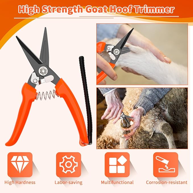 Goat Hoof Trimming Shears, 8Inch Double-Sided File/Goat Hoof Trimmer for Sheep/Storage Bag