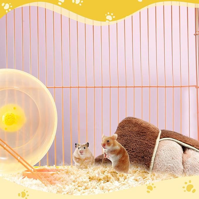 Wenqik 2 Pcs Guinea Pig Hideouts Washable Bunny Bedding Cuddle Warm Small Pet Sack Supplies Portable Pet Carrier Cage Nest Guinea Pig Accessories for Cage(Dark Brown, Light Coffee,Plain)
