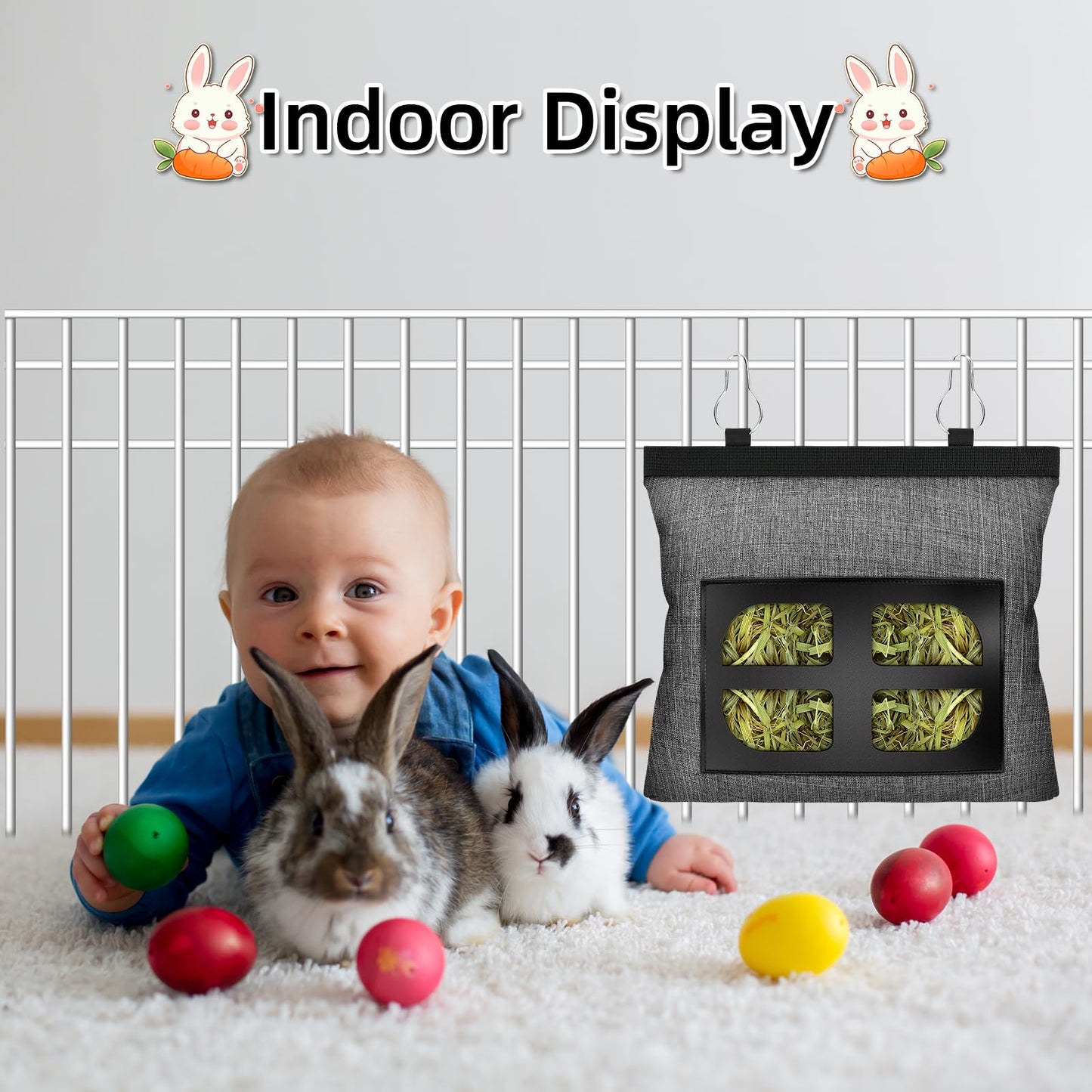 Rabbit Hay Feeder Bag Guinea Pig Hanging Hay Feeding Bag Storage Dispenser for Chinchilla Hamster Bunny Small Animal Pet