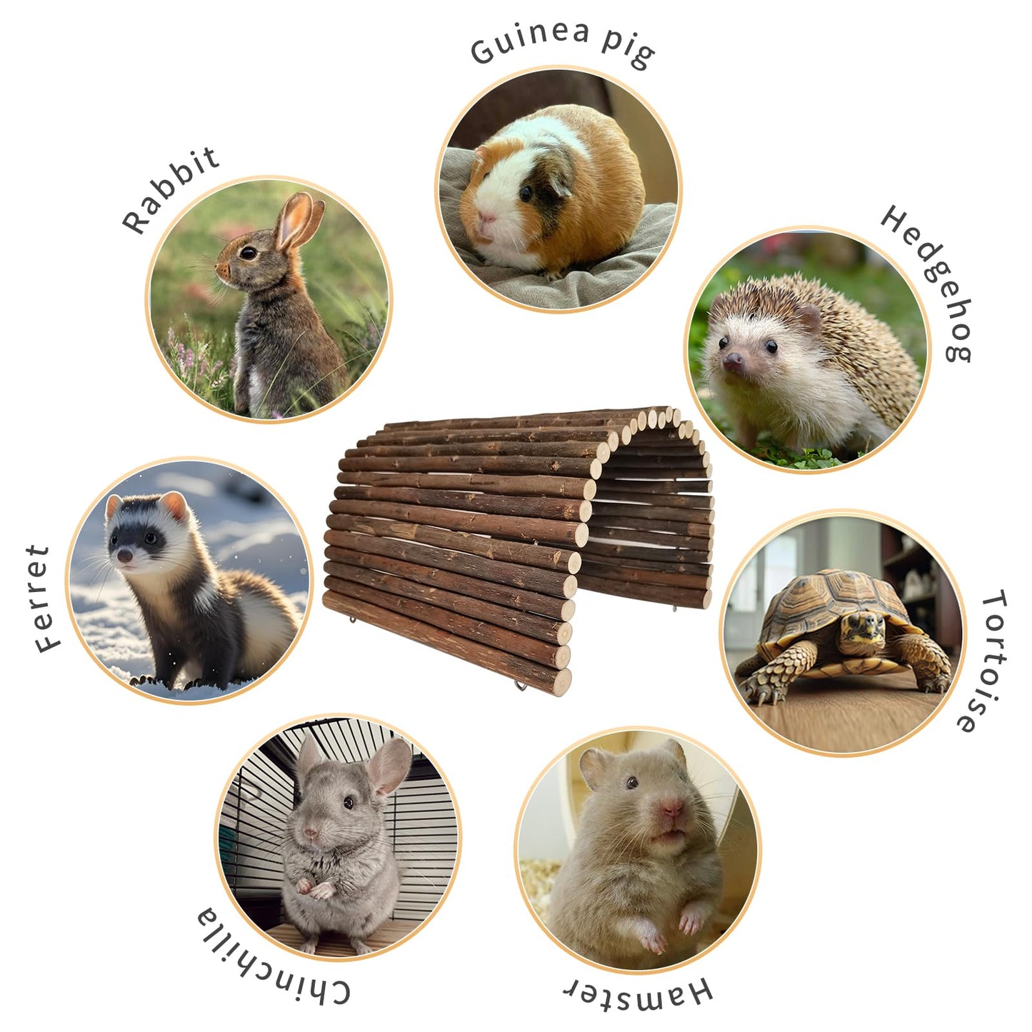 AGGQQA Guinea Pig Hideout Rabbit Hide Rat Cage Accessories Extra Large Wooden Tunnel Hut Hideaway for Pig Hideout Tortoise Hedgehog Ferret and Chinchilla