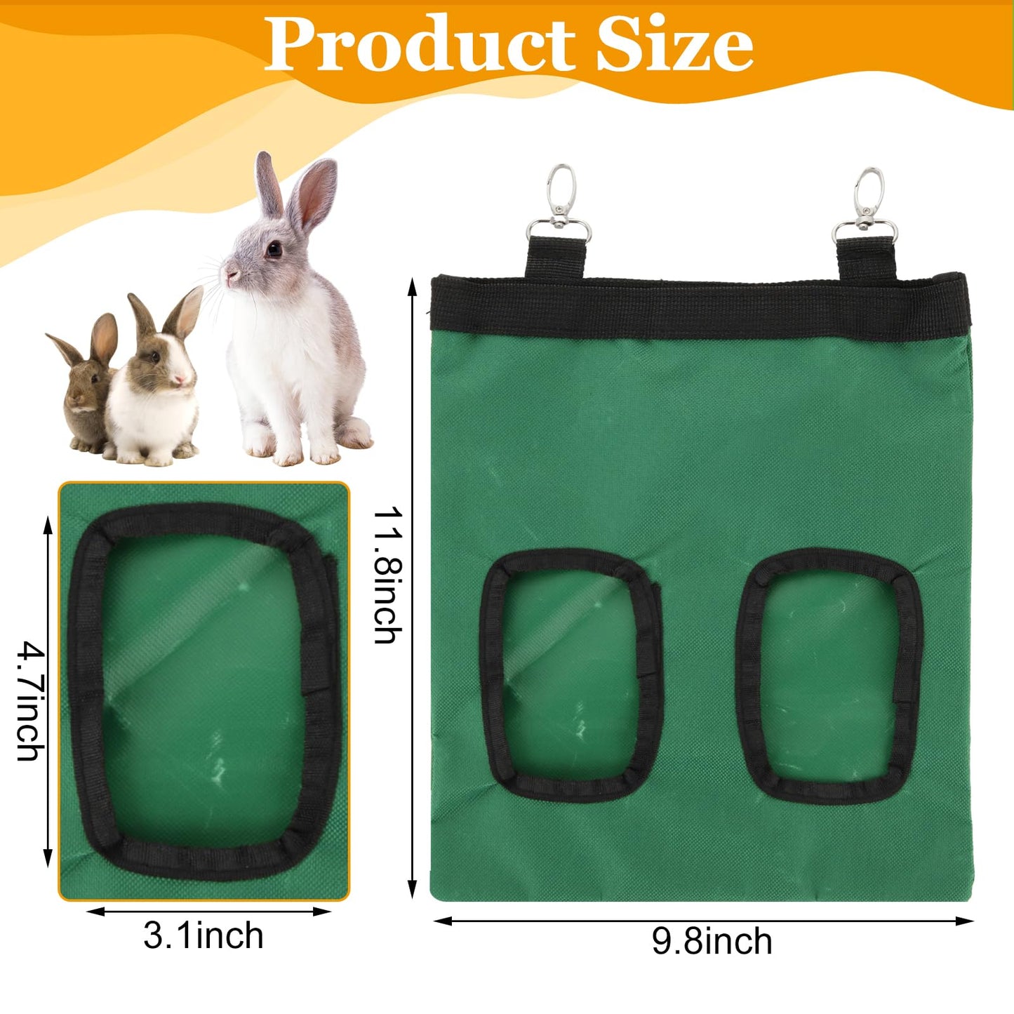 YAYODS 4 Pcs Rabbit Hay Feeder Bag, Guinea Pig Hay Feeder Bags 600D Oxford Cloth Hanging Hay Holder for Rabbits Guinea Pigs Chinchillas Small Pets
