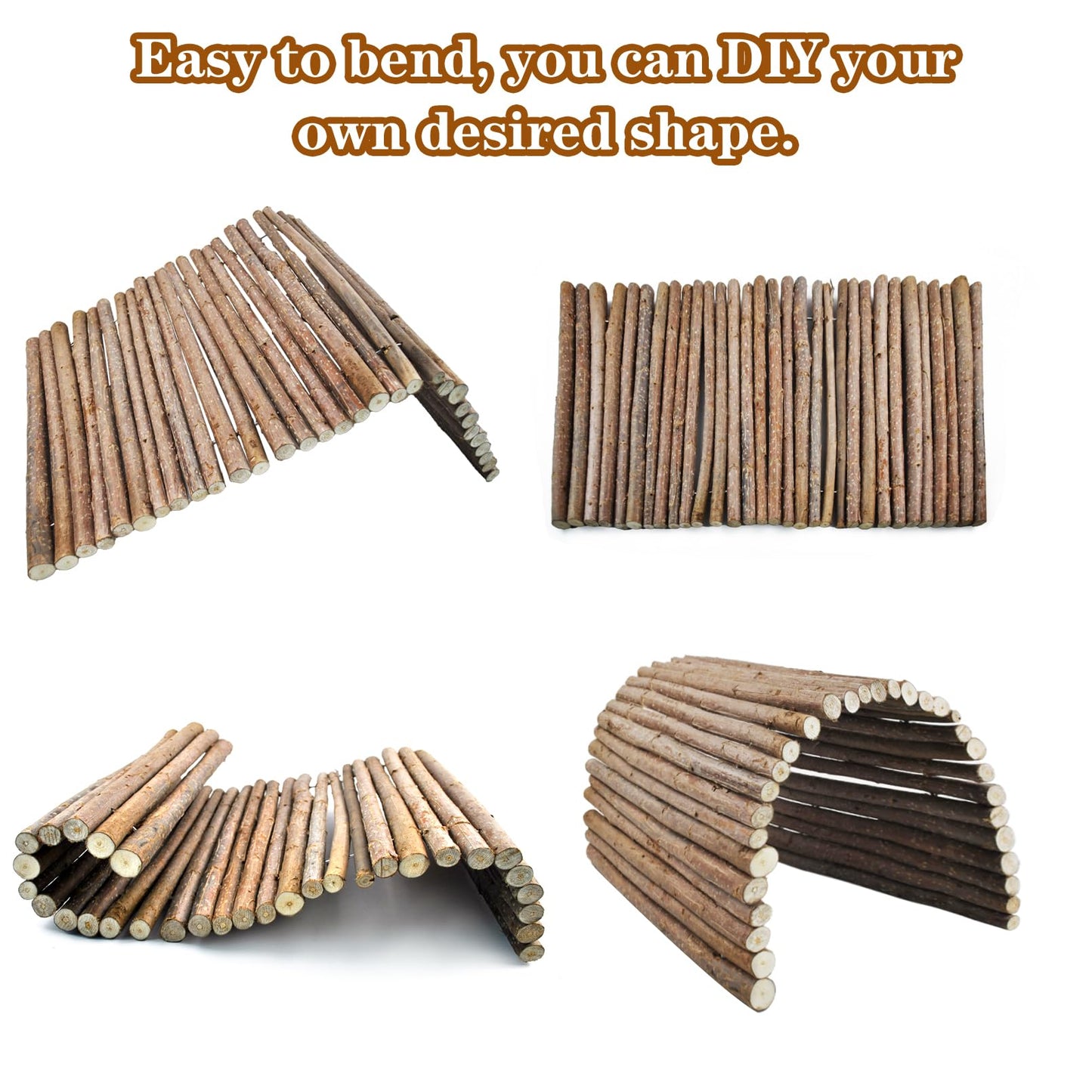 MUYG Wooden Bridge for Rabbits, Extra Large Wooden Hamster Bridge Ladder Bunny Climbing Chew Toy Small Animal Flexible Hideout Ramp Divider Tunnel for Guinea Pig Chinchilla Rabbit Ferret Hedgehog