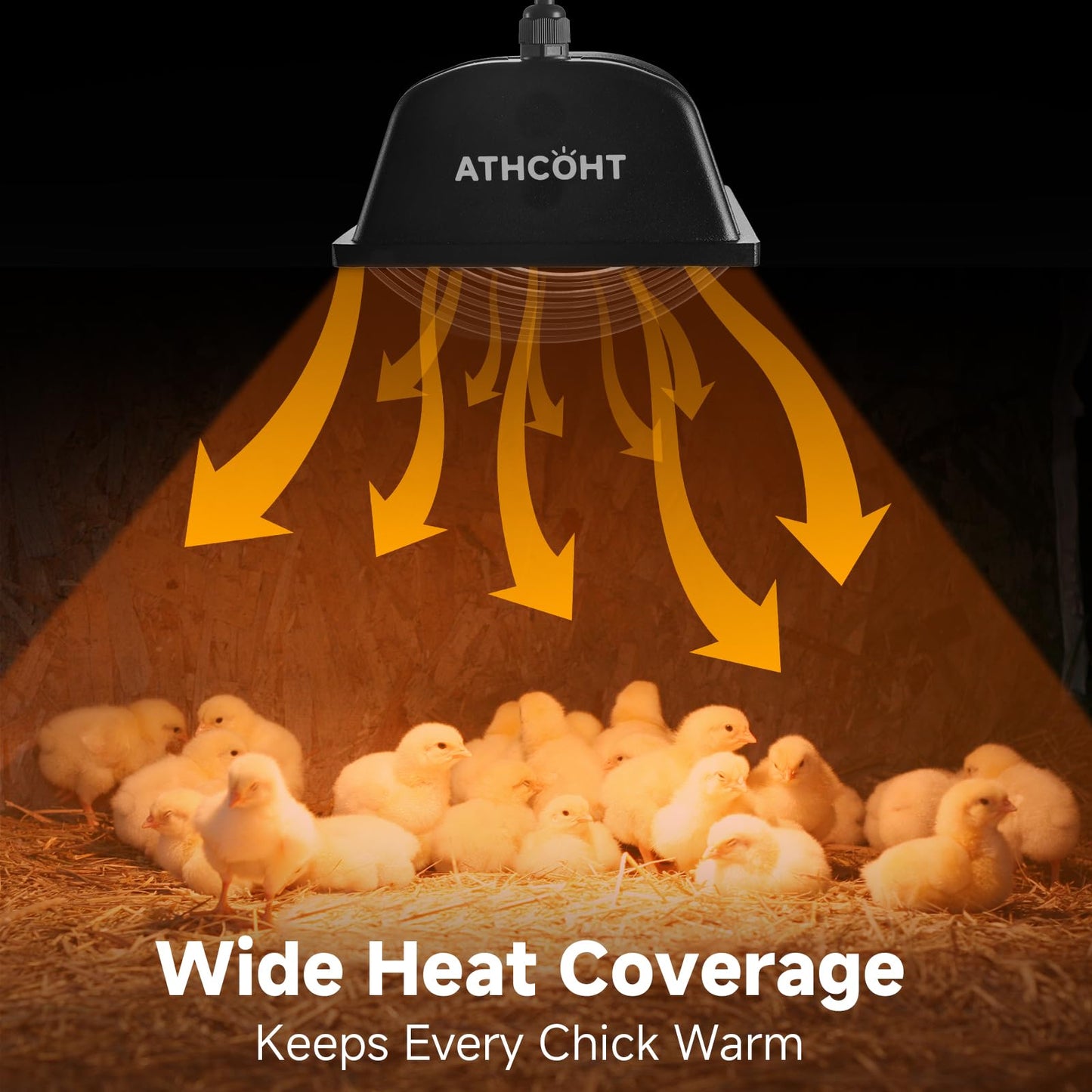 Chicken Coop Heating Lamp, Carbon Fiber Heat Lamp with 175W and 250W Bulbs, Brooder Heater with Guard, Ideal for Poultry, Livestock & Small Pets