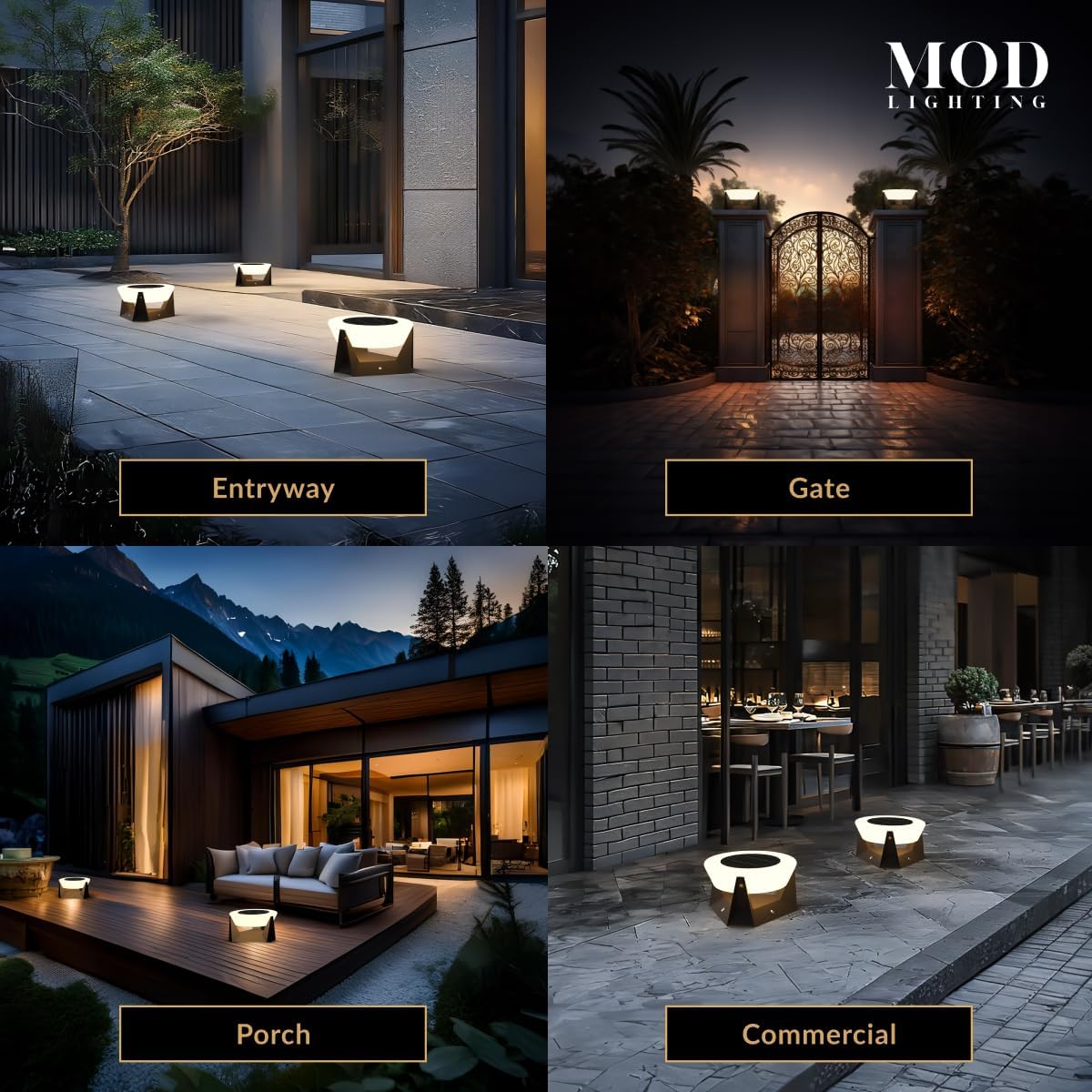𝗠𝗢𝗗 𝗟𝗜𝗚𝗛𝗧𝗜𝗡𝗚 Skye | Solar Post Lights, Fence Solar Cap Lights Outdoor Waterproof IP65, Bollard Lights, LED Outdoor Lamp for Yard and Patio Dimmable with Remote (Medium | 11x6" | Warm White)