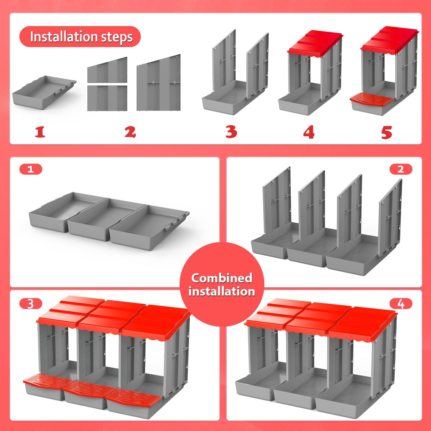 DETODDA Chicken Nesting Boxes for Laying Eggs, Roll Out Nesting Boxes for Chickens, Chicken Laying Boxes with Egg Roll Out, Eggs Collection Area to Protect Eggs for Chicken Coop, 8 Holes