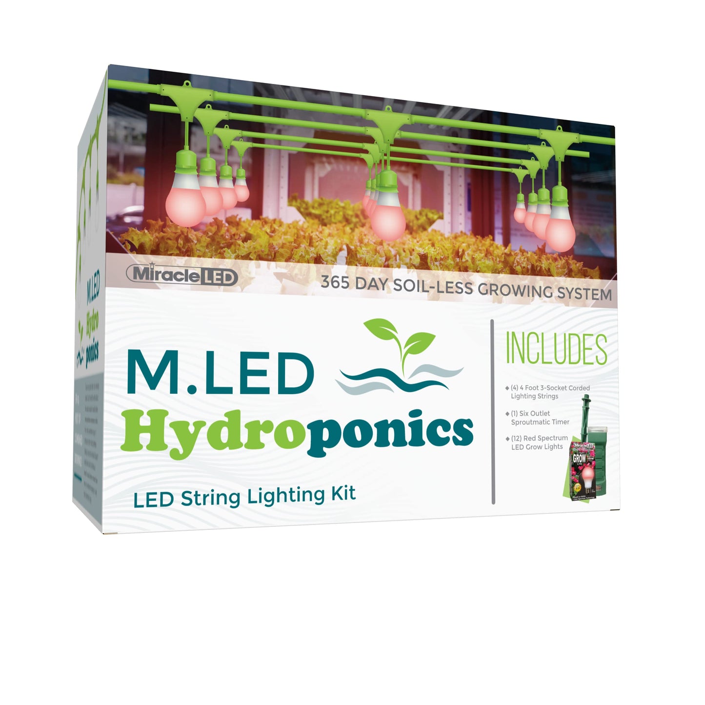 Miracle LED Hydroponics LED Indoor Grow Light Kit - Includes 3 Ultra Grow Red Spectrum 150W Replacement Grow Light Bulbs & 1 3-Socket Corded Fixture with SproutMatic Timer (4-Pack)